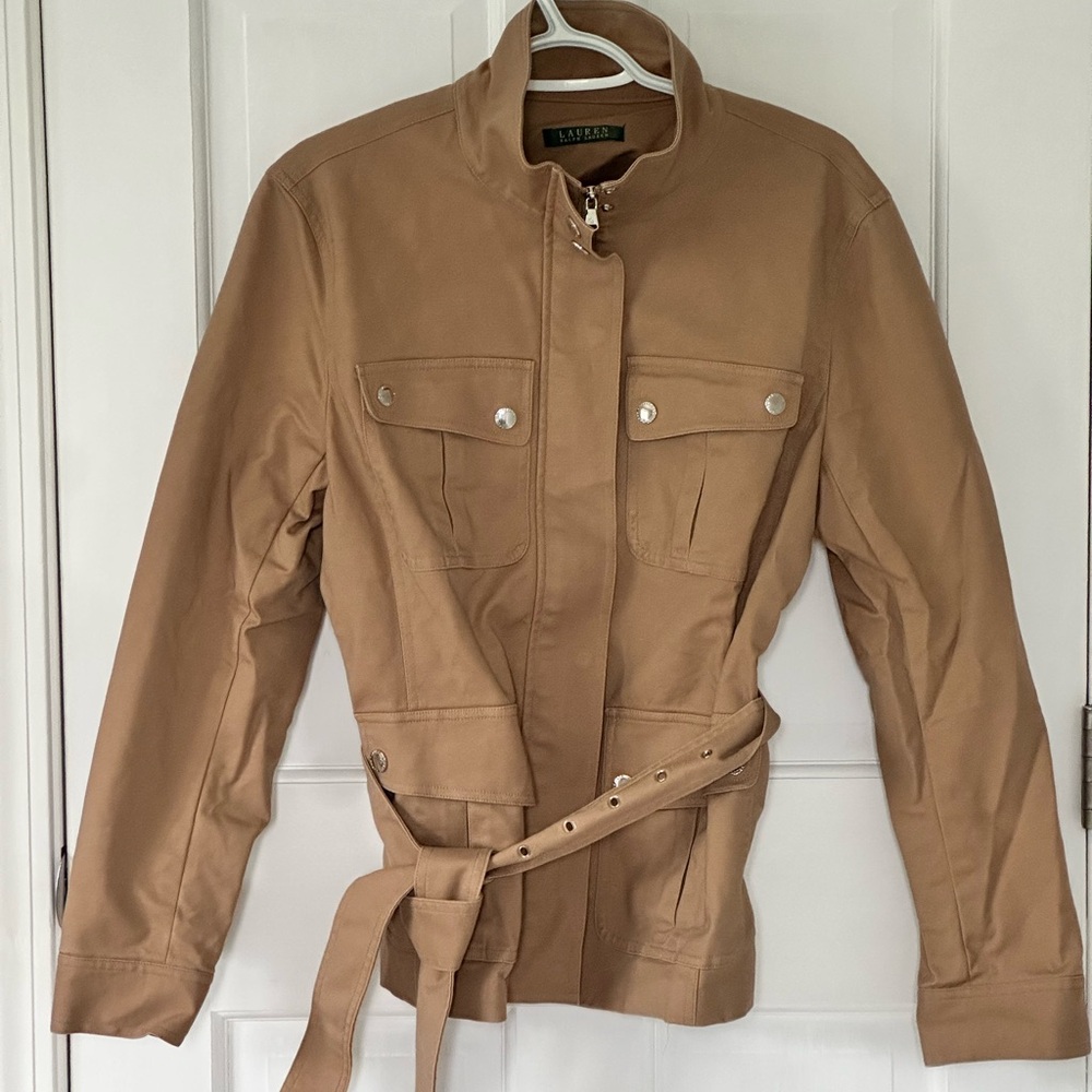 Ralph Lauren Tan Utility Jacket with Belted Waist